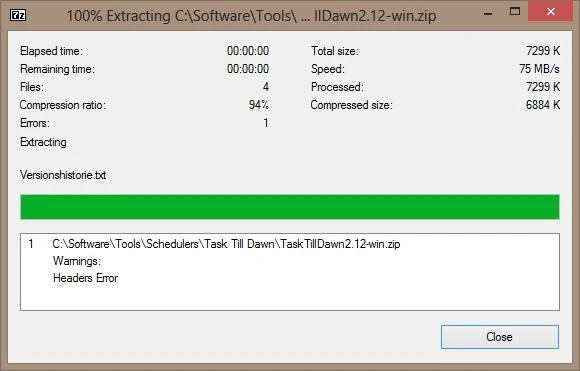 Ошибка заголовков 7-Zip