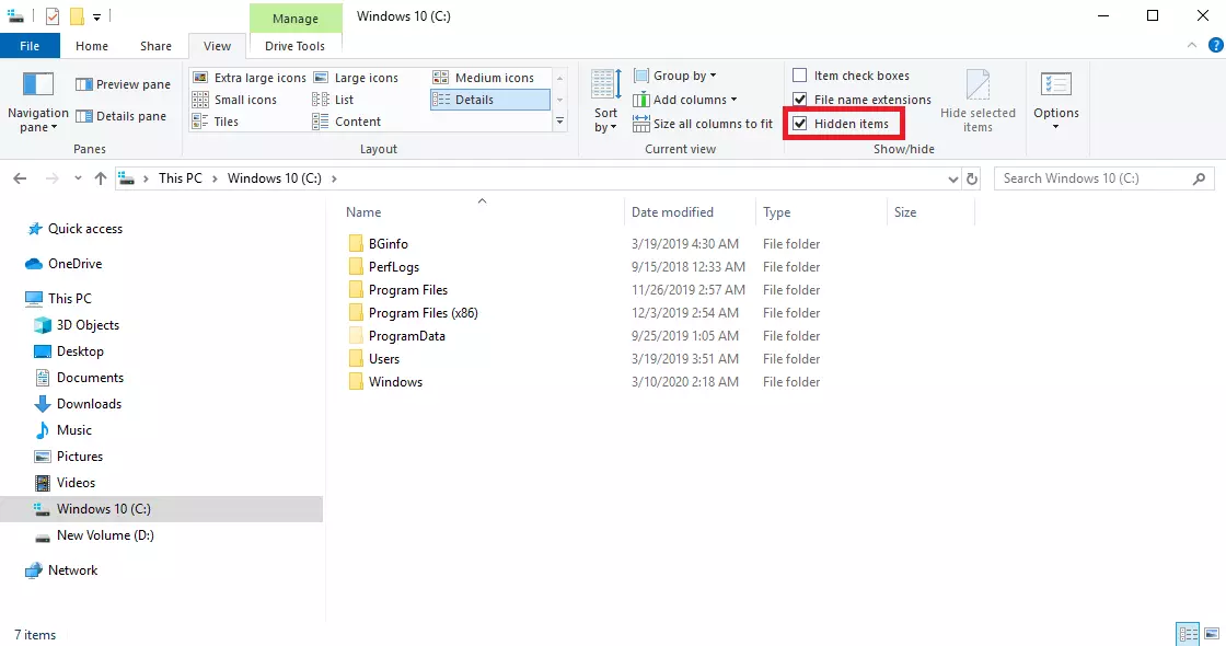 Отображение скрытых элементов в Windows