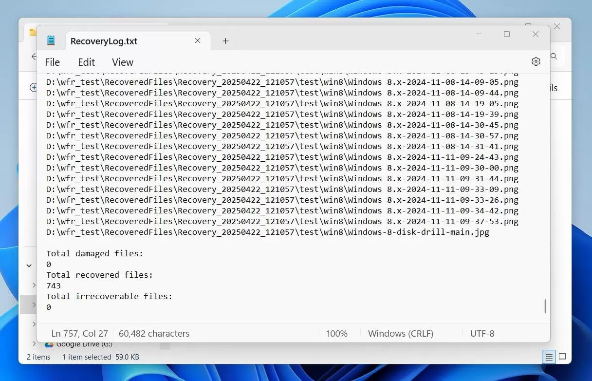 Winfr Recovery Log File