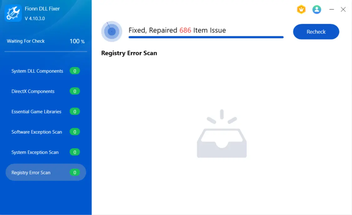 If the issue still persists after restarting, click "Recheck" to perform another scan