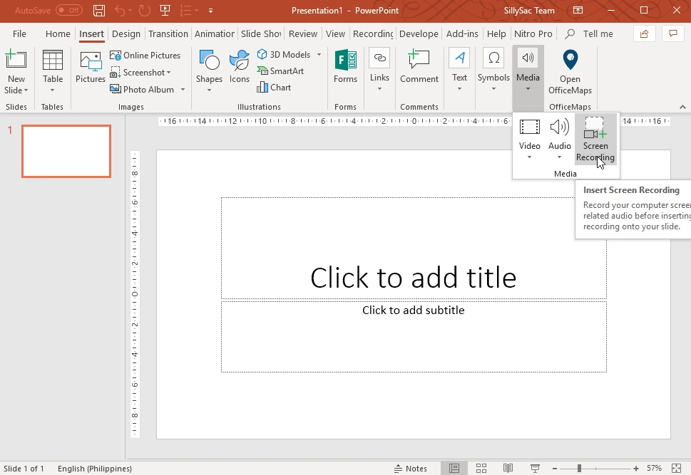 Запись экрана с помощью PowerPoint